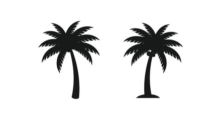 Obraz premium Two tropical palm trees against a white background a striking silhouette