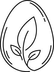 Obraz premium Simple black and white outline icon depicting a delicate sprout or small plant growing inside the shape of an oval or egg symbolizing organic growth and fresh beginnings for branding.