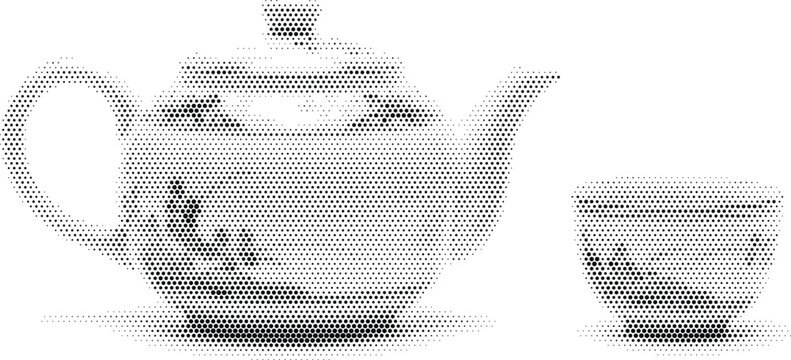 interior object black white monochrome teapot radiant tea halftone pattern poster