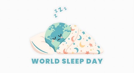 World Sleep Day Earth Sleeping Peacefully Under Blanket.