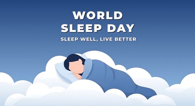 World Sleep Day Illustration - Sleep Well Live Better Concept.