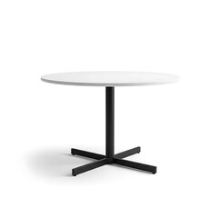 Modern Round White Table with Black Pedestal Base