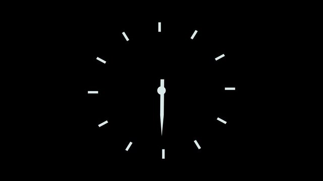 Animation clock isolated on black background. watch animation on black screen.