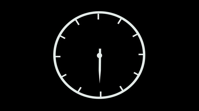 Animation clock isolated on black background. watch animation on black screen.
