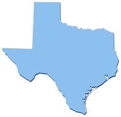 Clean blue silhouette of the Texas state map with subtle drop shadow, ideal for geographic identification, local business branding, and Southern regional infographics (cut out)