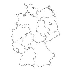 Obraz premium Map of Germany Divided Into States Political Borders Outline
