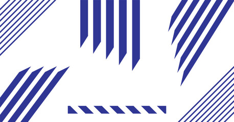 Abstract Blue Diagonal Stripes Geometric Pattern on White Background