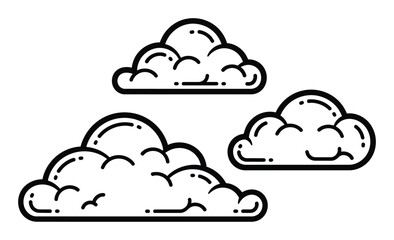 Cloud Set Simple Line Art Vector Illustration