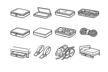 Silhouette organizer under form neat panel vector icon cable bed solution storage