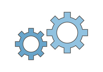 Dos engranajes de color azul claro entrelazados 