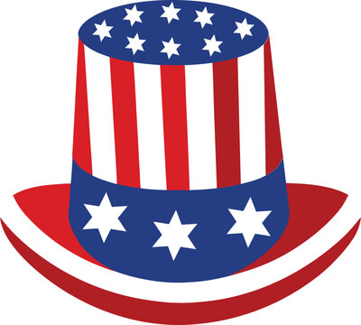 American Uncle Sam Hat with Stars and Stripes white background