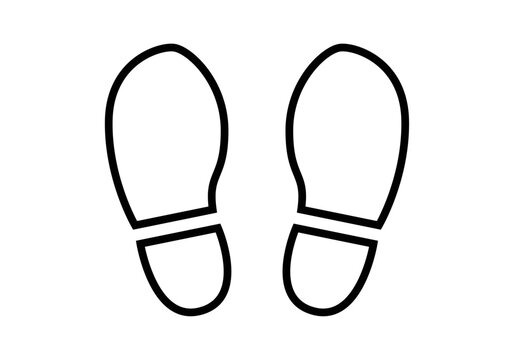 Icono de dos huellas de zapatos con contorno negro 