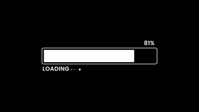 Loading bar animation. Loading progress bar animation from 0 to 100. Abstract loading icon animation. Loading bar and percentage progress loading bar 0-100 percent animation. 