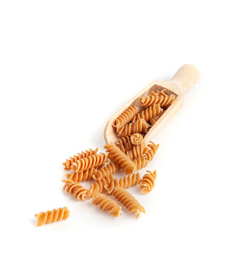 Raw Brown Pasta, Wholegrain Fusilli, Dry Whole Grain Noodle, Raw Spelt Macaroni, Healthy Italy Food