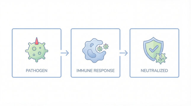 Cellular warriors rise as a pathogenic invader meets its match, triggering a robust immune response leading to its swift and decisive neutralization