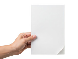 Obraz premium Hand holding paper sheet isolated on transparent background