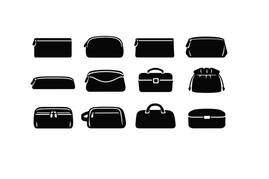Gusseted image pouch case icon travel vector generation bag makeup simple cosmetic
