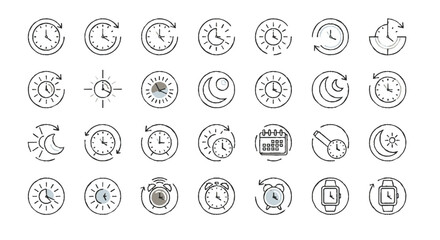 Circular icons with arrows and symbols representing recycling sustainability and eco friendly themes in minimalist style