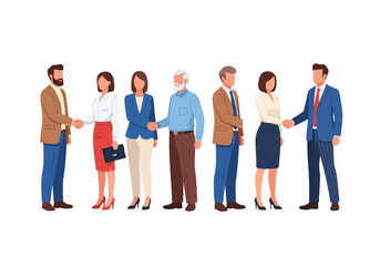 Obraz premium Illustration of business people shaking hands in agreement