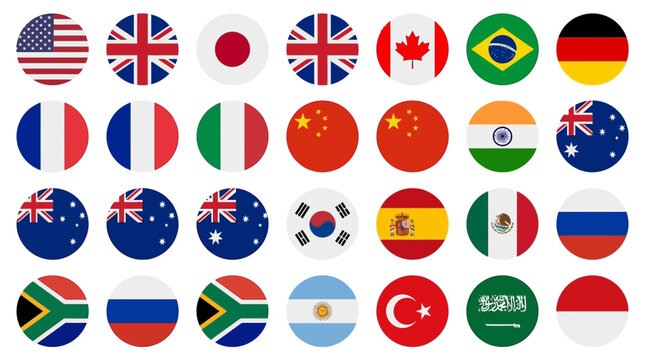 Comprehensive Global Country Flags Icon Set Round Vector Illustrations Representing Nations and International Diversity