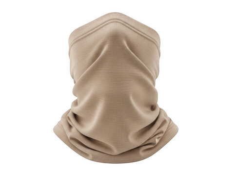 Beige neck gaiter mask isolated on transparent background