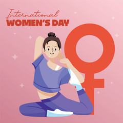 International Women's day and women history mont concept illustration banner poster