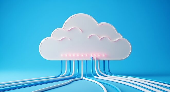 Modern cloud computing infrastructure with interconnected data streams