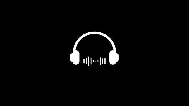 Headphones icon animation with technology background.
