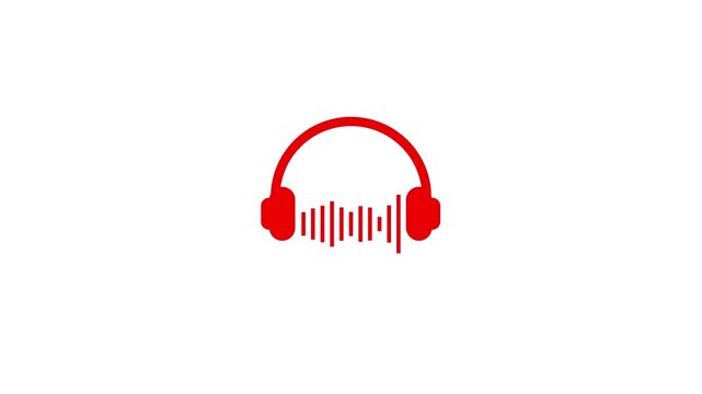 Headphones icon animation with technology background.