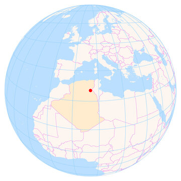 Location Map of Guemar Airport (Guemar, El Oued, Algeria). IATA-code: ELU. No labels at all.