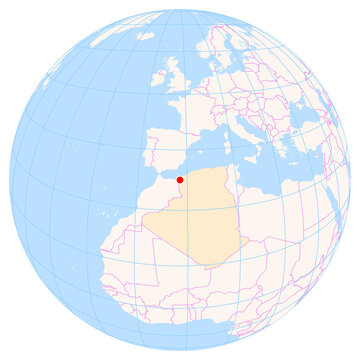Location Map of Zenata &ndash; Messali El Hadj Airport (Tlemcen, Tlemcen, Algeria). IATA-code: TLM. No labels at all.
