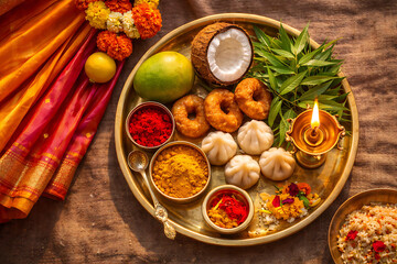 Traditional Gudi Padwa & Ugadi Pooja Thali Setup