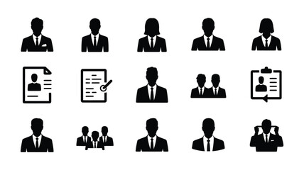 Business corporate silhouette logos and icons for teamwork and communication