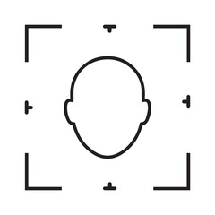 Advanced Biometric Facial Recognition Scanning Technology Icon for Digital Identity Verification, Secure Authentication, Human Face Detection, and Modern AI Surveillance.