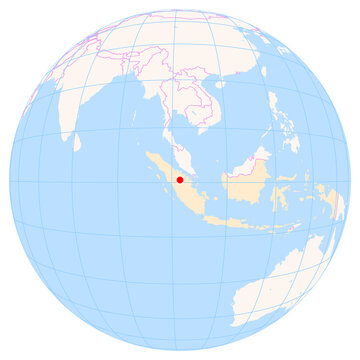 Location Map of Sultan Syarif Kasim Ii Int. Airport (Pekanbaru, Riau, Indonesia). IATA-code: PKU. No labels at all.
