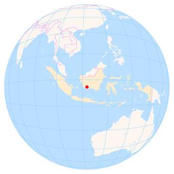 Location Map of Iskandar Airport (Pangkalan Bun, Kalimantan Tengah, Indonesia). IATA-code: PKN. No labels at all.