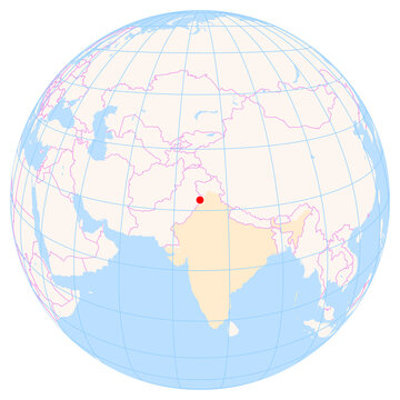 Location Map of Sri Guru Ram Das Ji Int. Airport (Amritsar, Punjab, India). IATA-code: ATQ. No labels at all.