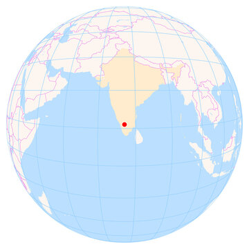 Location Map of Coimbatore Int. Airport (Coimbatore, Tamil Nadu, India). IATA-code: CJB. No labels at all.