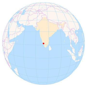 Location Map of Calicut Int. Airport (Calicut, Kerala, India). IATA-code: CCJ. No labels at all.