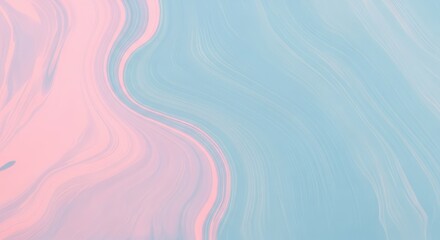 Abstract liquid flow background in soft pastel pink and light blue, creating a serene and modern gradient wave pattern with fluid lines