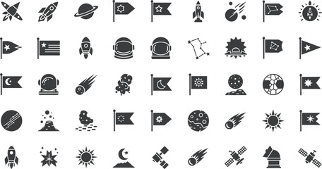 Space exploration icons for innovative projects and presentations
