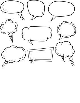 Collection of various speech bubbles and thought clouds