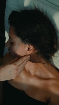 Latina client acupressure therapist ear reflex session