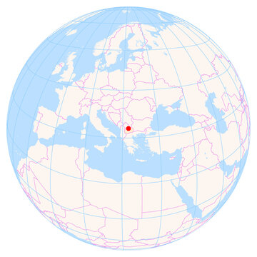 Location Map of Skopje Int. Airport (Skopje, Ilinden, North Macedonia). IATA-code: SKP. No labels at all.