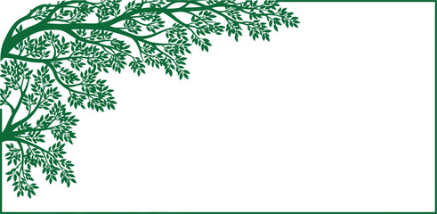 Green tree branch illustration on white background © Shymal