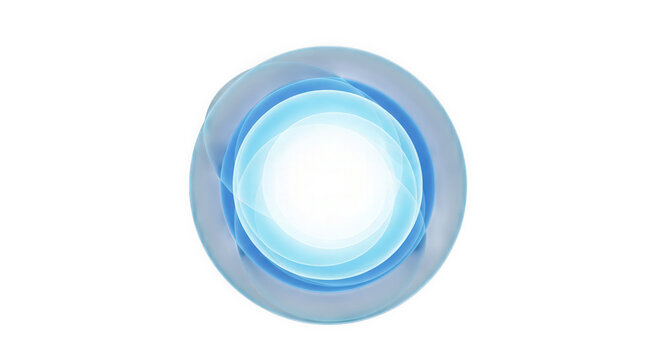 Smooth blue light sphere radiating ethereal energy on transparent background