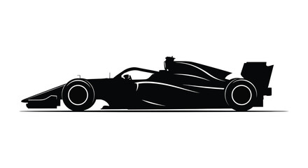 Fototapeta premium A sleek black formula one race car is depicted in a dramatic side profile showcasing its speed and design silhouette