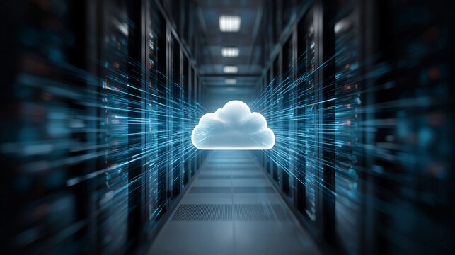 Represents cloud computing, data storage, SaaS platforms, and enterprise IT infrastructure.