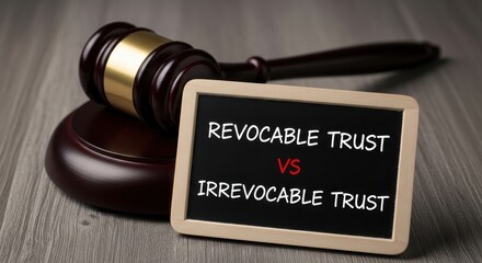Comparison of revocable and irrevocable trusts using a wooden gavel for emphasis