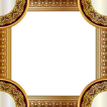 Luxury mandala Elegant european picture rectangle frame with metallic gold 3d